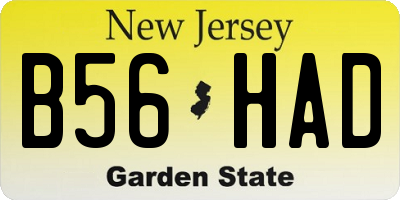 NJ license plate B56HAD