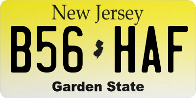 NJ license plate B56HAF