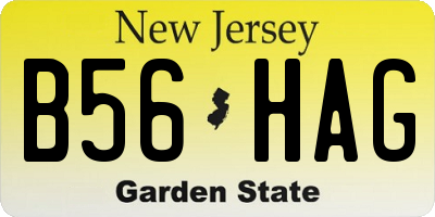 NJ license plate B56HAG