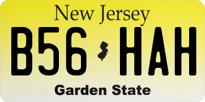 NJ license plate B56HAH