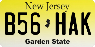 NJ license plate B56HAK