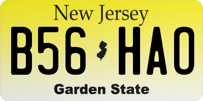 NJ license plate B56HAO
