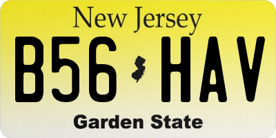 NJ license plate B56HAV
