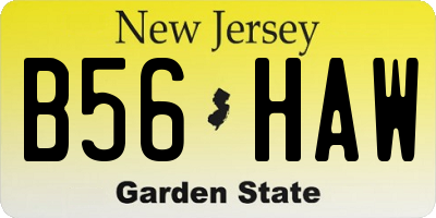 NJ license plate B56HAW
