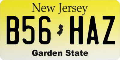 NJ license plate B56HAZ