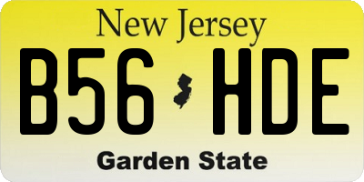 NJ license plate B56HDE