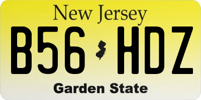 NJ license plate B56HDZ