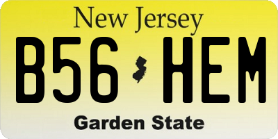NJ license plate B56HEM