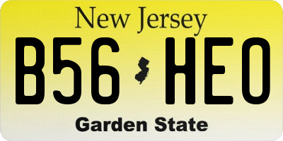 NJ license plate B56HEO