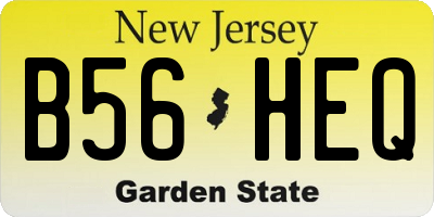 NJ license plate B56HEQ