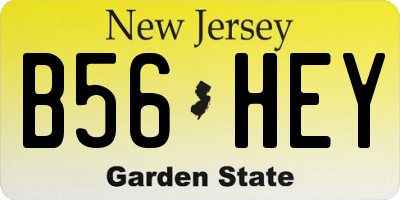 NJ license plate B56HEY