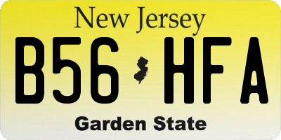 NJ license plate B56HFA