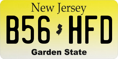 NJ license plate B56HFD
