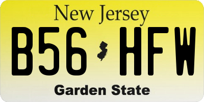 NJ license plate B56HFW