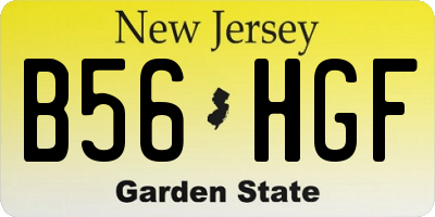 NJ license plate B56HGF