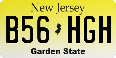 NJ license plate B56HGH