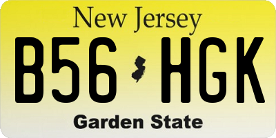 NJ license plate B56HGK