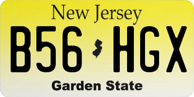 NJ license plate B56HGX