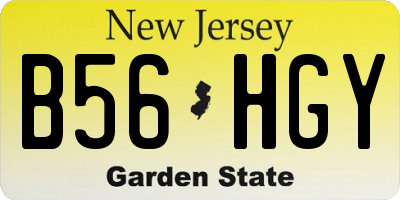 NJ license plate B56HGY