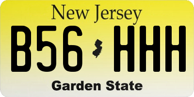 NJ license plate B56HHH