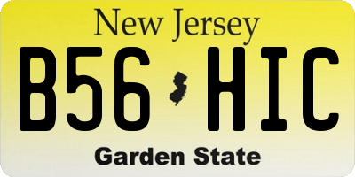 NJ license plate B56HIC