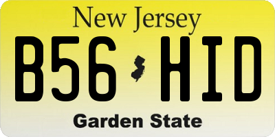 NJ license plate B56HID