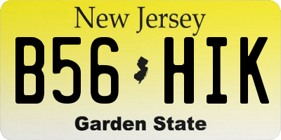 NJ license plate B56HIK