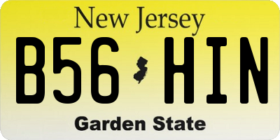 NJ license plate B56HIN