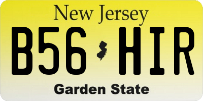 NJ license plate B56HIR