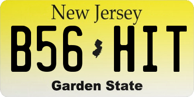 NJ license plate B56HIT