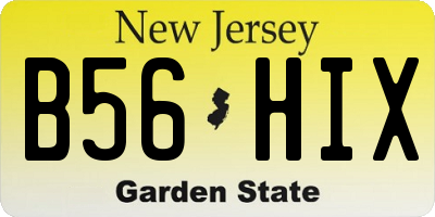 NJ license plate B56HIX