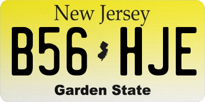 NJ license plate B56HJE