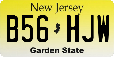 NJ license plate B56HJW