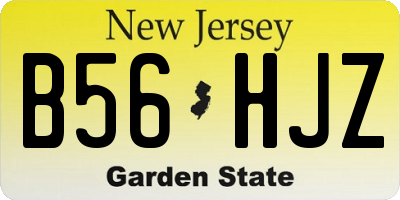 NJ license plate B56HJZ