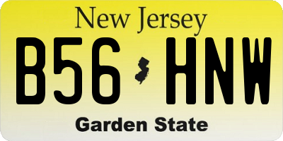 NJ license plate B56HNW