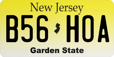 NJ license plate B56HOA