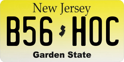 NJ license plate B56HOC