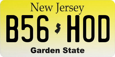 NJ license plate B56HOD