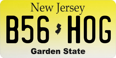 NJ license plate B56HOG