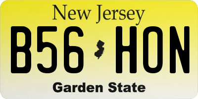 NJ license plate B56HON