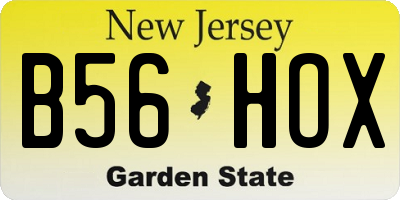 NJ license plate B56HOX