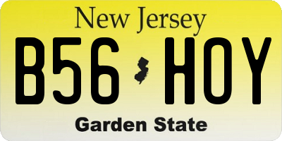 NJ license plate B56HOY