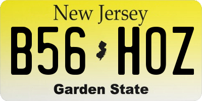 NJ license plate B56HOZ