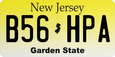 NJ license plate B56HPA