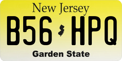 NJ license plate B56HPQ