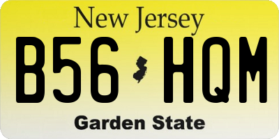 NJ license plate B56HQM