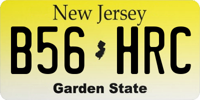 NJ license plate B56HRC