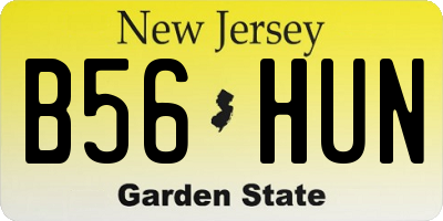 NJ license plate B56HUN