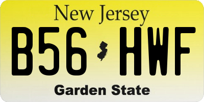 NJ license plate B56HWF