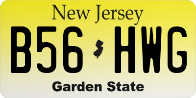 NJ license plate B56HWG